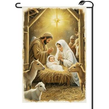 Imagem de Bandeira de Natal Jesus Presépio Jardim 30,5 x 45,7 cm Vertical Dupla Face Sazonal Inverno Noite Santa Pequenas Bandeiras Feriado Casa de Fazenda Decoração Externa Para Quintal (APENAS BANDEIRA) SD65