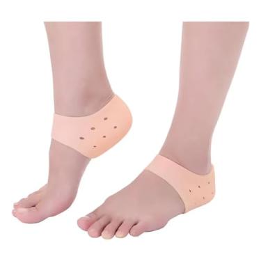 Imagem de Protetor de Calcanhar em Silicone, Hidratante Antirrachadura para Pés, Alívio para Esporão e Fascite Plantar, Conforto Ortopédico, Cor Bege