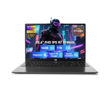 Imagem de NIMO 15.6" IPS FHD-Gaming-Laptop, Ryzen 7 8745HS 16GB DDR5 RAM 1TB SSD (8C/16T, up to 4.9GHz) Radeon 780M Graphics Business Computer with 100W Type-C Backlit Keyboard, Fingerprint USB-C 4.0