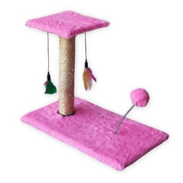 Imagem de Arranhador para Gatos ，Arranhador para Gatos Sofá，Inclui Postes e Bolas Interativas，Perfeito para o Seu Gato Brincar(Rosa)