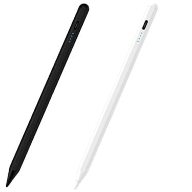 Imagem de Caneta Stylus capacitiva universal para Samsung Galaxy Tab A7/A8/A9/A9 Plus - ferramenta de escrita/desenho compatível com Android/iOS, sensibilidade à pressão, pontas substituíveis (preto + branco)