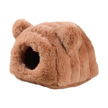 Imagem de ShengQuanHao Cama para Hamster, Toca para Porquinho-da-índia, Casinha de Inverno Quente, Macia E Aconchegante para Pequenos Animais de Estimação, Forro para Pequen, Marrom
