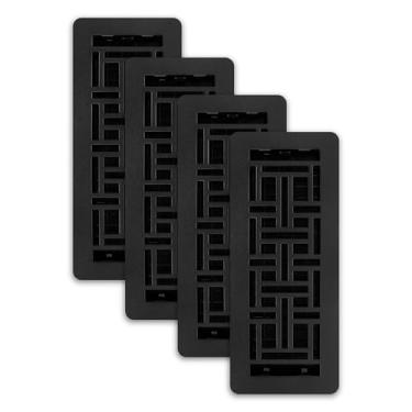 Imagem de Decor Grates (Pacote com 4) LAJH412-BLK Registro de piso de perfil baixo oriental, 10 x 30 cm, acabamento preto texturizado