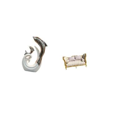 Imagem de Fenteer Estátua de Golfinho em Miniatura de Cerâmica para Casa de Bonecas, Sofá, Arte Abstrata Moderna, Brinquedo de Simulação de Móvel para Decoração de TV,