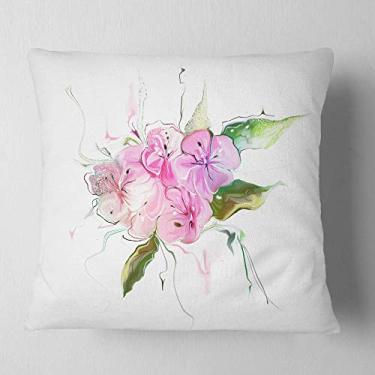 Imagem de Designart Buquê rosa de Pansies' Sala de estar, Sofá, Almofada de alta qualidade + Capa de almofada impressa em ambos os lados 66 cm x 66 cm