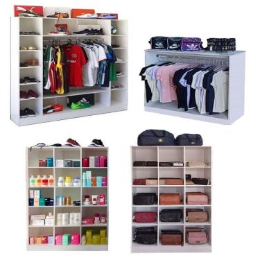 Imagem de Expositores Loja Roupa Colméia Cabideiro Arara 4 Peças Magia