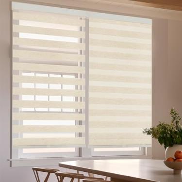 Imagem de GHV Persianas Zebra sem fio para Windows Linho Zebra Shades Filtro de Luz Camada Dupla para Escritório Doméstico (83,8 cm (L) x 162,6 cm (A))