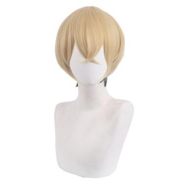 Imagem de Peruca de cosplay de anime curta loira e preta gradiente 28cm - yiweis