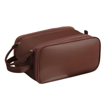 Imagem de Bolsa Necessaire Organizador de Cosméticos e Maquiagem Extra Grande Para Viagem – Prática, Durável e Com Grande Capacidade de Armazenamento (Marrom Escuro)