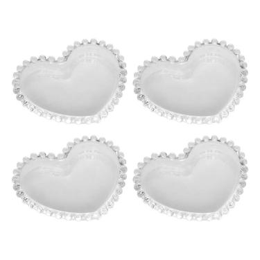 Imagem de 2X Jogo 4 Pratos Sobremesa Travessa Rasos De Cristal Coração