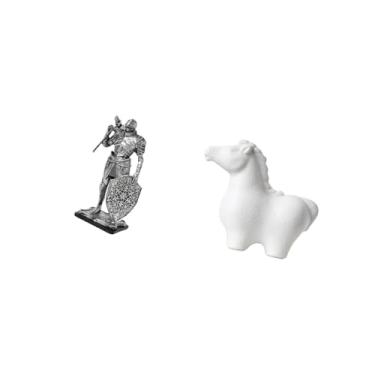 Imagem de Fenteer Figura Abstrata de Cavaleiro Nórdico em Resina E Estátua de Cavalo em Porcelana, Escultura Animal Decorativa para Mesa, Armário, Mesa de Escritório, C