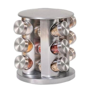 Imagem de Conjunto Porta Temperos Giratório Vidro Tampa Inox - Bellator