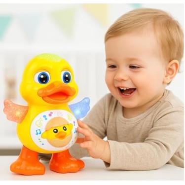 Imagem de Pato Dançante Brinquedo Feliz Musical Premium com Luzes Coloridas, Música e Movimento – Estimula Coordenação Motora, Alegria Sensorial e Criatividade em Bebês e Crianças