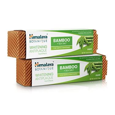 Imagem de Himalaya Pasta de dente antiplaca clareadora Botanique com bambu + sal marinho, sem flúor, para clareamento suave, 113 g, pacote com 2