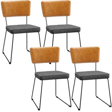 Imagem de Kit 04 Cadeiras Decorativas Sala Jantar Allana L02 Couríssimo Whisky Linho Cinza Escuro - Lyam Decor