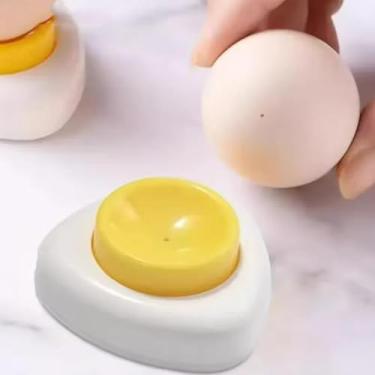 Imagem de 1 peça de máquina de ovo de agulha aleatória base de plástico manual máquina de perfuração de ovo cozido cozinha pequena ferramenta ovos Pricker batedor, 5,5 * 5,5 cm