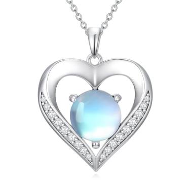 Imagem de IMZM Colar de pedra da lua para mulheres, coração/infinito/árvore da vida/pingente de cruz, joia de pedra da lua, presente de aniversário para esposa, namorada, mãe, ela, Large, Base, Sem Pedra