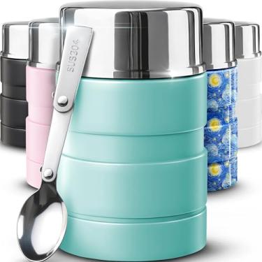 Imagem de Garrafa térmica de sopa de 500 ml para comida quente e fria para crianças, lancheira de aço isolado a vácuo, jarra térmica Bento de boca larga para crianças, tigelas térmicas de comida quente com