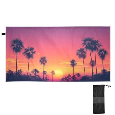 Imagem de ATTX Toalha de praia com silhuetas de palmeira 76 x 152 cm - Cobertor leve de microfibra resistente à areia de secagem rápida para piscina, ioga, academia e viagens | Esportes de banho de natação