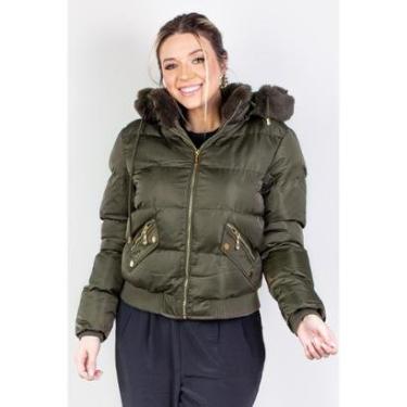 Imagem de Jaqueta feminina de nylon curta com capuz removível 84115-Feminino