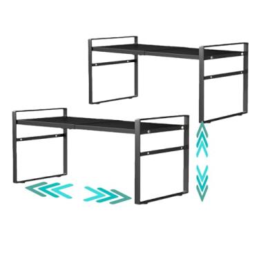 Imagem de LJHFUQHUHU Organizador de prateleira expansível para armário de despensa de cozinha, bancada sob a pia, prateleira de armário de cozinha 21 cm P x 31 cm L x 26 cm A