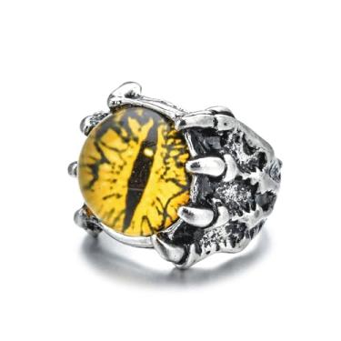 Imagem de Naturepernulo Anel gótico de olho de dragão masculino punk globo ocular do inferno demônio motociclista anel Halloween diabo olho turco dragão águia garra anéis, Metal, Sem pedra preciosa