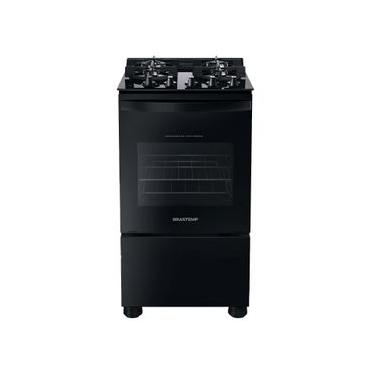 Imagem de Fogão de Piso Brastemp de 04 Piso com Mesa de Vidro e Dupla Chama Preto - BFO4XAE