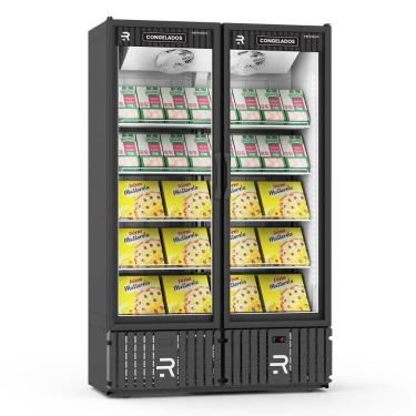 Imagem de Expositor Vertical Congelados Refrimate 800 Litros 2 Portas Preto e Branco 220V VCCO2P