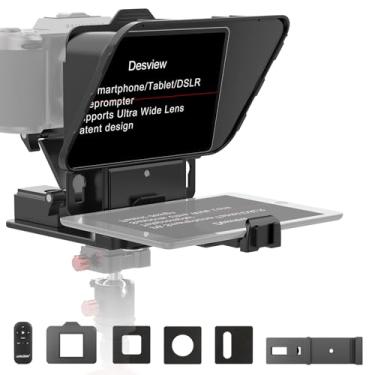 Imagem de Desview Teleprompter universal P8 para smartphone, câmera, DSLR, webcam, tablet de até 11 polegadas, com controle remoto Bluetooth, design dobrável para transmissão ao vivo, gravação de vídeo, vídeos