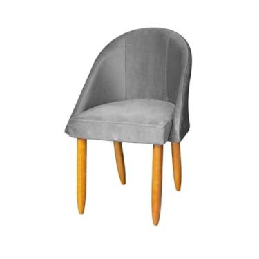 Imagem de Cadeira Veludo Bege – Poltrona Elegante para Sala de Estar Decoração Moderna Confortável e Luxuosa (cinza)