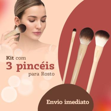 Imagem de KIT 3 Pincéis Ruby Rose Glass Blush + Pó + Corretivo Alta Performance e Acabamento Profissional