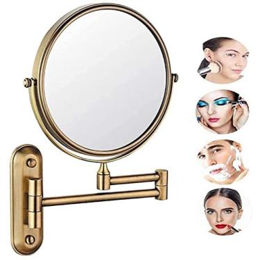 Imagem de Espelho de maquiagem para parede, espelho de maquiagem giratório 360 espelho de banheiro dupla face ampliação 3x para barbear