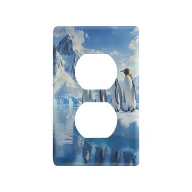Imagem de Wassud Pinguins fofos para interruptor de luz placa decorativa para tomada de parede para tomadas elétricas duplex 4,53 x 2,76 polegadas