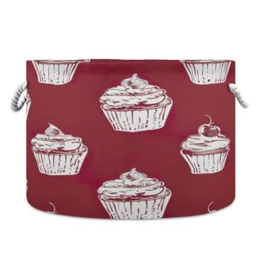 Imagem de WELLDAY Cesta de corda de algodão cupcake cesta de lavanderia para bebê para sala de estar, lavanderia, berçário, travesseiros, decoração de casa