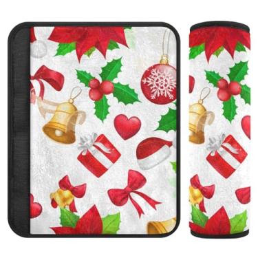 Imagem de Burbuja Capa para cinto de segurança de carro Christmas Elements Protetor de cinto de segurança de carro macio confortável para alça de ombro de assento, 1 par pequeno