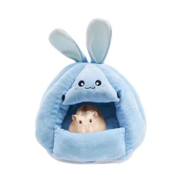 Imagem de Copfeu Cama esconderijo de porquinho-da-índia – Casa pequena para animais de estimação com fundo removível para coelhos, chinchilas, furões – pelúcia grossa, caverna aconchegante e quente, couro fácil