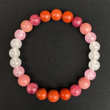 Imagem de Pulseiras elásticas com contas para mulheres, rodocrosita, pedra da lua, joia romântica, presente para atração amorosa, One Size, Pedra, Sem Pedra Preciosa