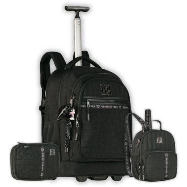 Imagem de Kit Mochila Rebecca Bonbon Rodinhas Lancheira E Estojo Preto