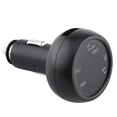 Imagem de Generic 3 Em 1 Caminhão de Carro Duplo LED Voltímetro Termômetro Isqueiro Carregador USB Com Carregamento Rápido, Monitoramento de Temperatura do Ar - Adequado para Veículos 12V-24V - Metal,