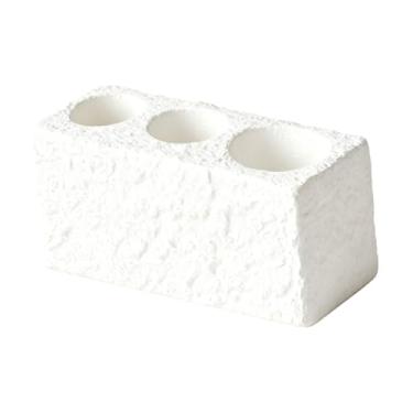 Imagem de ＫＬＫＣＭＳ Porta-escova de dentes, porta-pasta de dentes, organizador multifuncional com 3 compartimentos para pincéis de maquiagem e escova de dentes, ideal, Branco