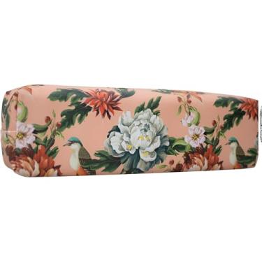 Imagem de Estojo Escolar Floral, PU Resistente, Estampas Variadas, 22cm x 5cm x 8cm, com Zíper, para Materiais Escolares