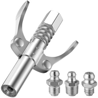 Imagem de Wolfride Acoplador de pistola de graxa, pontas de pistola de graxa, bocal de bloqueio de liberação rápida de cabo duplo de alta pressão de 10.000 PSI com pontas M6 M8 M10