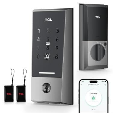 Imagem de TCL Fechadura inteligente D2, fechadura de porta inteligente Wi-Fi integrada, fechadura eletrônica de segurança de entrada sem chave para porta da frente, trava automática, controle de voz, fácil