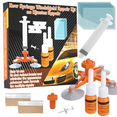 Imagem de Kit de reparo de para-brisa, kit de reparo de chip de para-brisa atualizado com seringas de pressão, kit de reparo de rachaduras de para-brisa automotivo, kit de reparo de vidro para fixação de olho