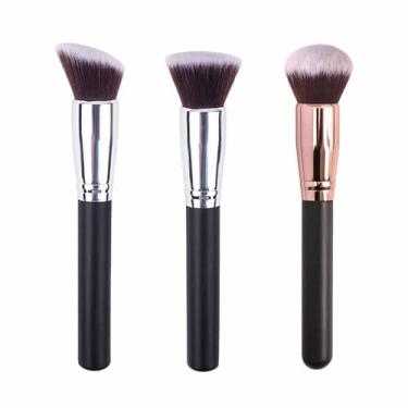 Imagem de Conjunto de pincéis multifuncionais profissionais para rosto, pincel de mistura para base, corretivo, conjunto de pincéis de maquiagem densos e macios e densos (branco)