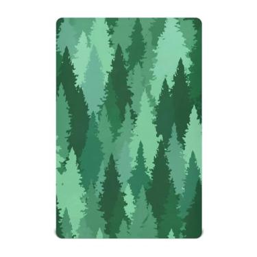 Imagem de Qilmy Lençóis de bebê com silhueta de árvore de Natal, macio, respirável, de microfibra elástica, lençol com elástico para meninos e meninas, miniberço, 132 x 71 cm, capa de colchão infantil portátil