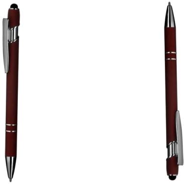 Imagem de Caneta esferográfica em metal escrita em azul com corpo emborrachado (Kit 2 Vermelho)