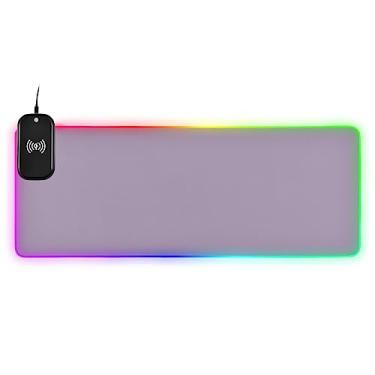 Imagem de Mouse pad para jogos RGB violeta claro, Mousepad grande com 14 modos de iluminação, tapete de mouse grande LED estendido antiderrapante, teclado de computador Mousepad tapete de mouse 80 x 28 centímetros