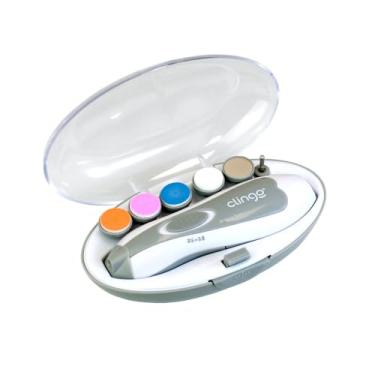 Imagem de Kit Manicure Elétrica com LED, 6 Lixas, Cinza, 2 Velocidades, para Bebê e Mamãe, 10x4x16.5cm