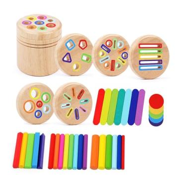Imagem de menolana Brinquedo educativo de madeira para de cores e habilidades motoras finas, ideal para meninos e meninas, 6 in 1